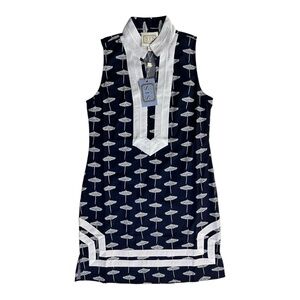 Sail to Sable Navy Umbrella Classic Tunic Dress Sleeveless Small Nautical